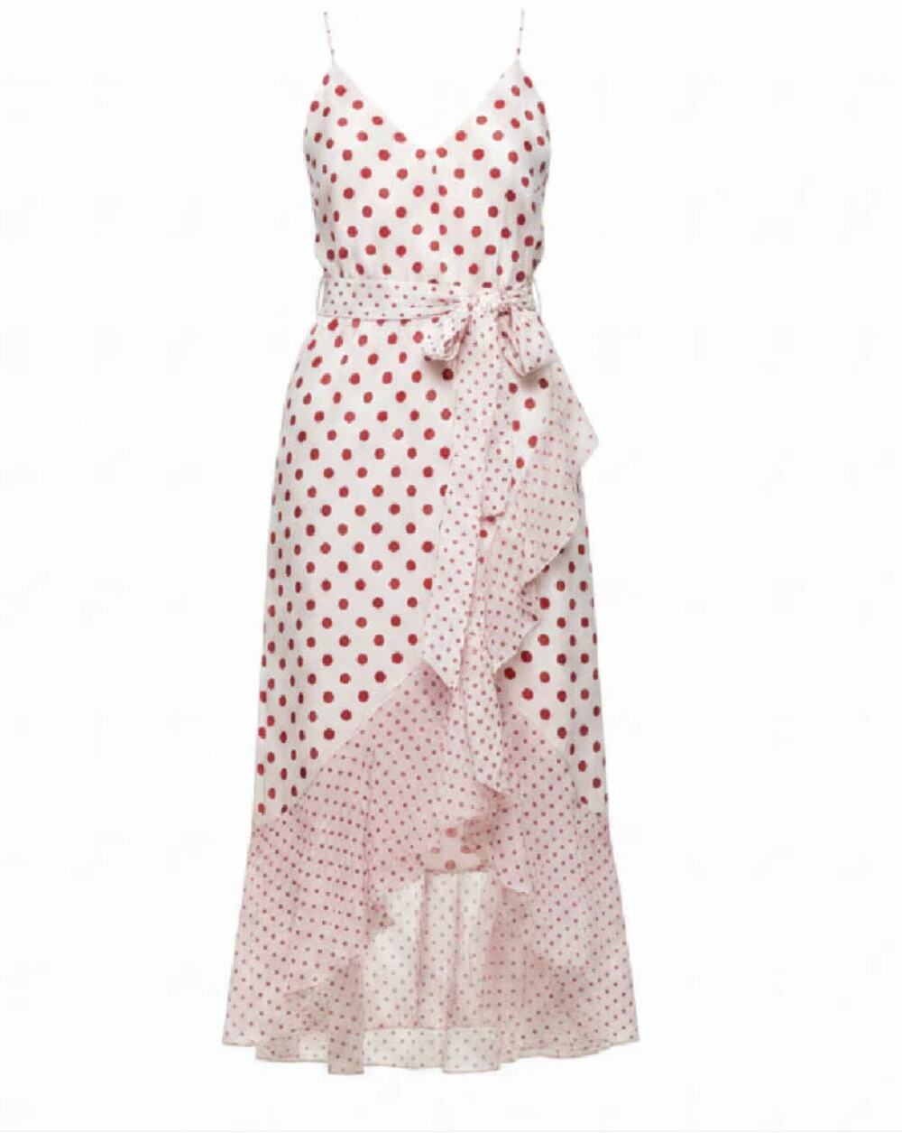 Alice + Olivia Pink & Red Mable Polka Dot Faux-Wrap Dress size 2